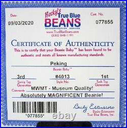 Authenticated Ty Beanie 3rd / 1st Gen PEKING Magnificent MWMT MQ & Ultra Rare