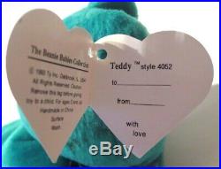 Authenticated Ty Beanie Baby 2nd / 1st Gen NEW FACE TEAL Teddy RARE & MWMT MQ