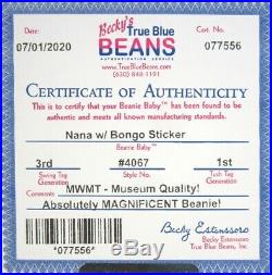 Authenticated Ty Beanie Baby 3rd / 1st Gen NANA Pristine, ULTRA RARE & MWMT MQ