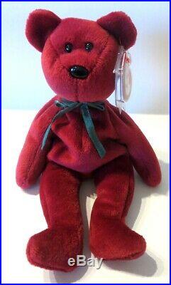 Authenticated Ty Beanie Baby 3rd / 1st Gen NEW FACE CRANBERRY Teddy RARE MWMT MQ