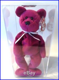 Authenticated Ty Beanie Baby 3rd / 1st Gen NEW FACE MAGENTA Teddy RARE & MWMT MQ