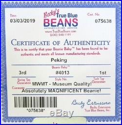 Authenticated Ty Beanie Baby 3rd / 1st Gen PEKING Ultra Rare & Pristine MWMT MQ