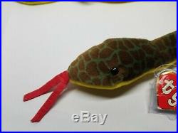 Authenticated Ty Beanie Baby Slither the Snake Rare 1st / 1st Gen Tag MWCT