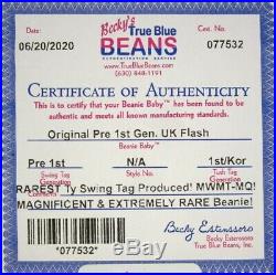 Authenticated Ty Beanie Korean PRE 1st Gen FLASH Ultra Rare & Pristine MWMT MQ