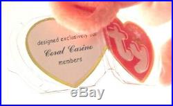 Authenticated Ty Warner Signed Beanie Baby CORAL CASINO Teddy MWMT MQ So Rare