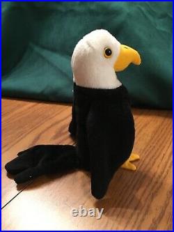 BALDY RARE! The Eagle Ty Beanie Baby 1996. PVC Pellets! Errors