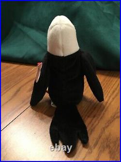 BALDY RARE! The Eagle Ty Beanie Baby 1996. PVC Pellets! Errors