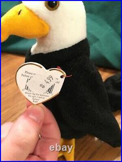 BALDY RARE! The Eagle Ty Beanie Baby 1996. PVC Pellets! Errors