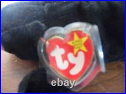 BLACKIE the BEAR Rare Ty Beanie Baby withTag Errors 1993/1994 PVC