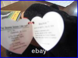 BLACKIE the BEAR Rare Ty Beanie Baby withTag Errors 1993/1994 PVC