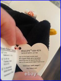 Baldy Beanie Baby RARE MINT condition with ERRORS 1996