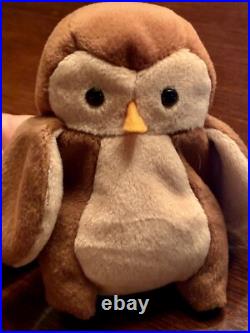 Beanie Babies RARE Hoot the Owl Mint Condition PVC Rare Waterlooville Hants