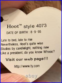 Beanie Babies RARE Hoot the Owl Mint Condition PVC Rare Waterlooville Hants