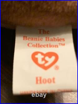 Beanie Babies RARE Hoot the Owl Mint Condition PVC Rare Waterlooville Hants