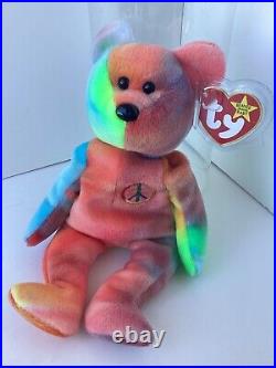 Beanie Babies Rare Peace Tag Error 1996 Must See Tie Dye Style VGC Beanie Babies Rare Peace Tag Error 1996 Must See Tie Dye Style VGC
