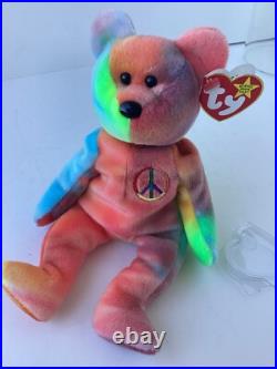 Beanie Babies Rare Peace Tag Error 1996 Must See Tie Dye Style VGC Beanie Babies Rare Peace Tag Error 1996 Must See Tie Dye Style VGC