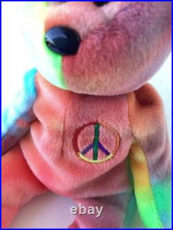 Beanie Babies Rare Peace Tag Error 1996 Must See Tie Dye Style VGC Beanie Babies Rare Peace Tag Error 1996 Must See Tie Dye Style VGC