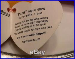 Beanie Baby Patti Platypus RARE Original 9 Tag Errors PVC 1993 MINT