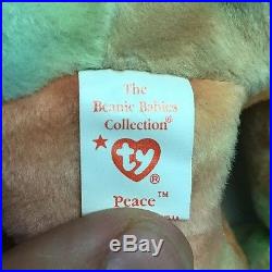 Beanie Baby Peace Bear Original Collectible with all Tag Errors. SUPER RARE