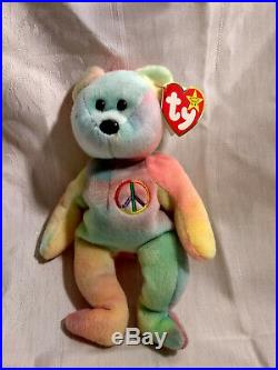 Beanie Baby Peace Bear Rare tag errors! Vintage 1996