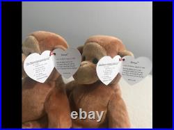 Beanie babies bongo a pair both retired with ultra rare errors