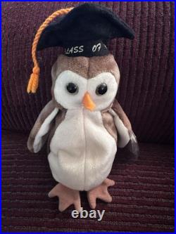 Beanie baby WISE THE OWL 1997-1998 with RARE tag errors! Adorable Grad Gift
