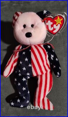 Beautiful, RARE & Retired TY Beanie Baby Spangle Bear Pink Face withtag Errors Beautiful, RARE & Retired TY Beanie Baby Spangle Bear Pink Face withtag Errors