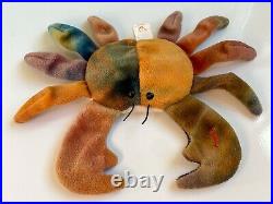 Best Very Rare 1996 Ty Beanie Babies Claude the Crab withErrors Original Retired