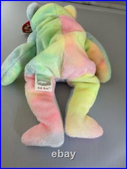 Birthday Bear, TY Original MINT Rainbow 1999 Rare retired beanie babies, errors