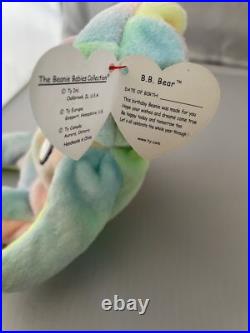 Birthday Bear, TY Original MINT Rainbow 1999 Rare retired beanie babies, errors