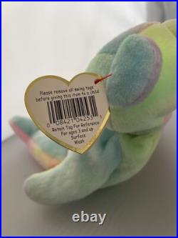 Birthday Bear, TY Original MINT Rainbow 1999 Rare retired beanie babies, errors