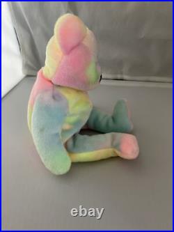 Birthday Bear, TY Original MINT Rainbow 1999 Rare retired beanie babies, errors