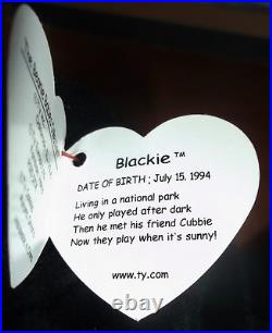 Blackie Ty Beanie Baby Bear 9 errors 1st Gen MINT PVC Suface Origiinal RARE 1993