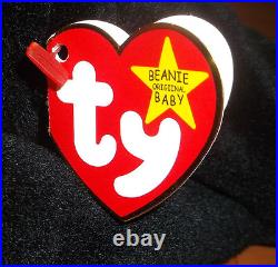 Blackie Ty Beanie Baby Bear 9 errors 1st Gen MINT PVC Suface Origiinal RARE 1993