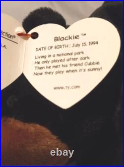 Blackie the Bear, TY Beanie Baby Vintage Original Rare Hang Tag Errors 1993 (KR) Blackie the Bear, TY Beanie Baby Vintage Original Rare Hang Tag Errors 1993 (KR)