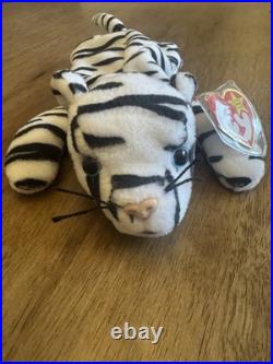 Blizzard Tiger original TY BEANIE BABIES RETIRED 1996 Rare PVC PELLETS