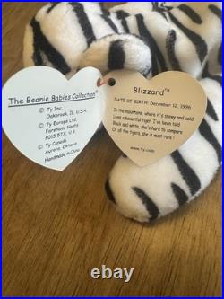 Blizzard Tiger original TY BEANIE BABIES RETIRED 1996 Rare PVC PELLETS