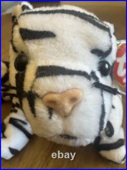 Blizzard Tiger original TY BEANIE BABIES RETIRED 1996 Rare PVC PELLETS