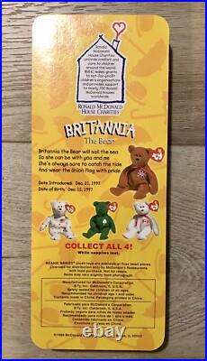 Britannia The Bear-1996 McDonalds Ty Beanie Baby with Rare Errors 1993, OakBrook