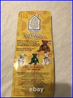 Britannia The Bear-1999 McDonalds Ty Beanie Baby with Rare Errors 1993, OakBrook