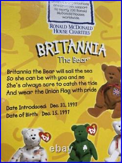 Britannia The Bear-1999 McDonalds Ty Beanie Baby with Rare Errors 1993, OakBrook