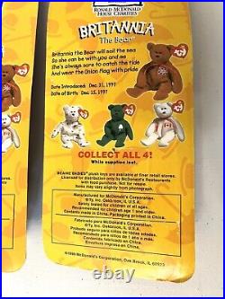 Britannia The Bear Ty Beanie Baby 1997 2 Bears with RARE Errors 1993 Oak Brook