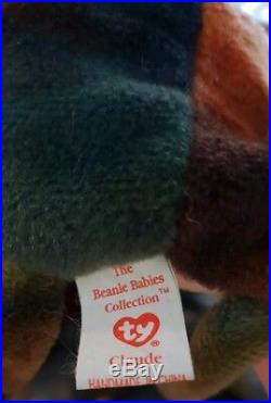 Claude The Crab Ty Beanie Baby WITH EXTREMELY RARE TAG ERRORS. Retired
