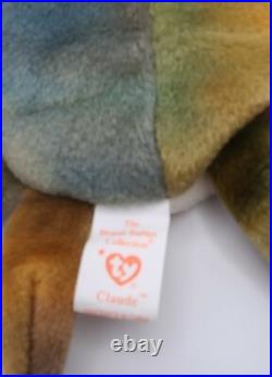 Claude crab Ty Beanie Baby Retired rare PVC PELLETS clean tag 1996