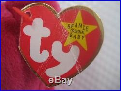 Collectible 1998 Rare TY Original Beanie Baby Valentina Bear 3 Errors Retired