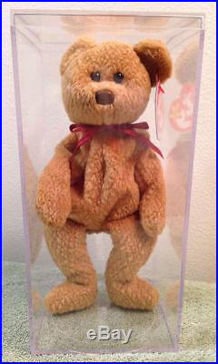 Curly Beanie Baby Retired Bear! Multiple Errors Mint Rare 1993/1996 Display Case