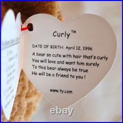 Curly Beanie Baby Retired Bear NWT Rare Edition with Multiple Tag Errors