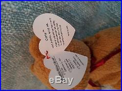 Curly The Bear TY original beanie baby RETIRED With Rare Errors 1993/1996