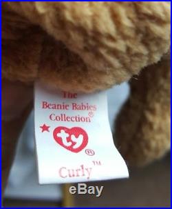 EXTREMELY RARE 12 Errors/ rarities Ty Beanie Baby Curly Retired Bear -christmas