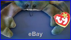 EXTREMELY RARE Ty Beanie Baby CLAUDE the Crab, Retired withMany Errors, Near Mint